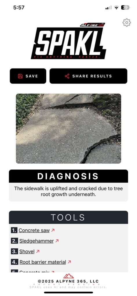 SPAKL- DIY AI Assistant by Alpyne 365- How to Fix Cracked Sidewalk