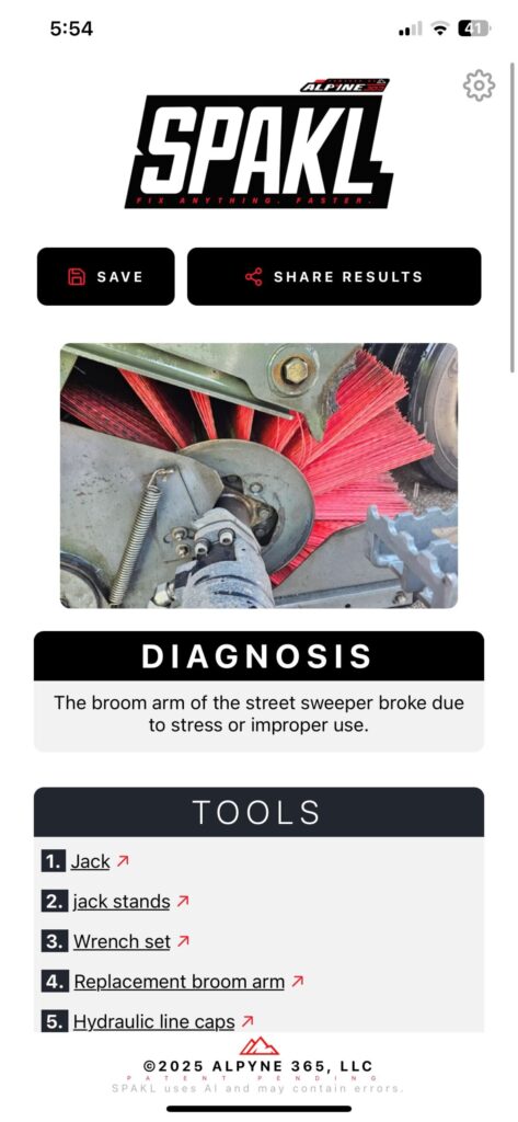 SPAKL- DIY AI Assistant by Alpyne 365- How to Fix Street Sweeper