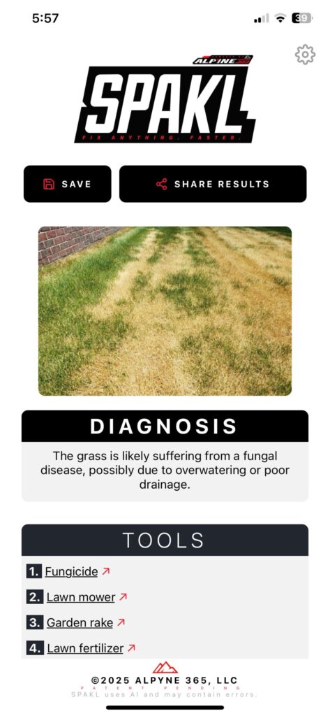 SPAKL- DIY AI Assistant by Alpyne 365- How to Fix Diseased Grass