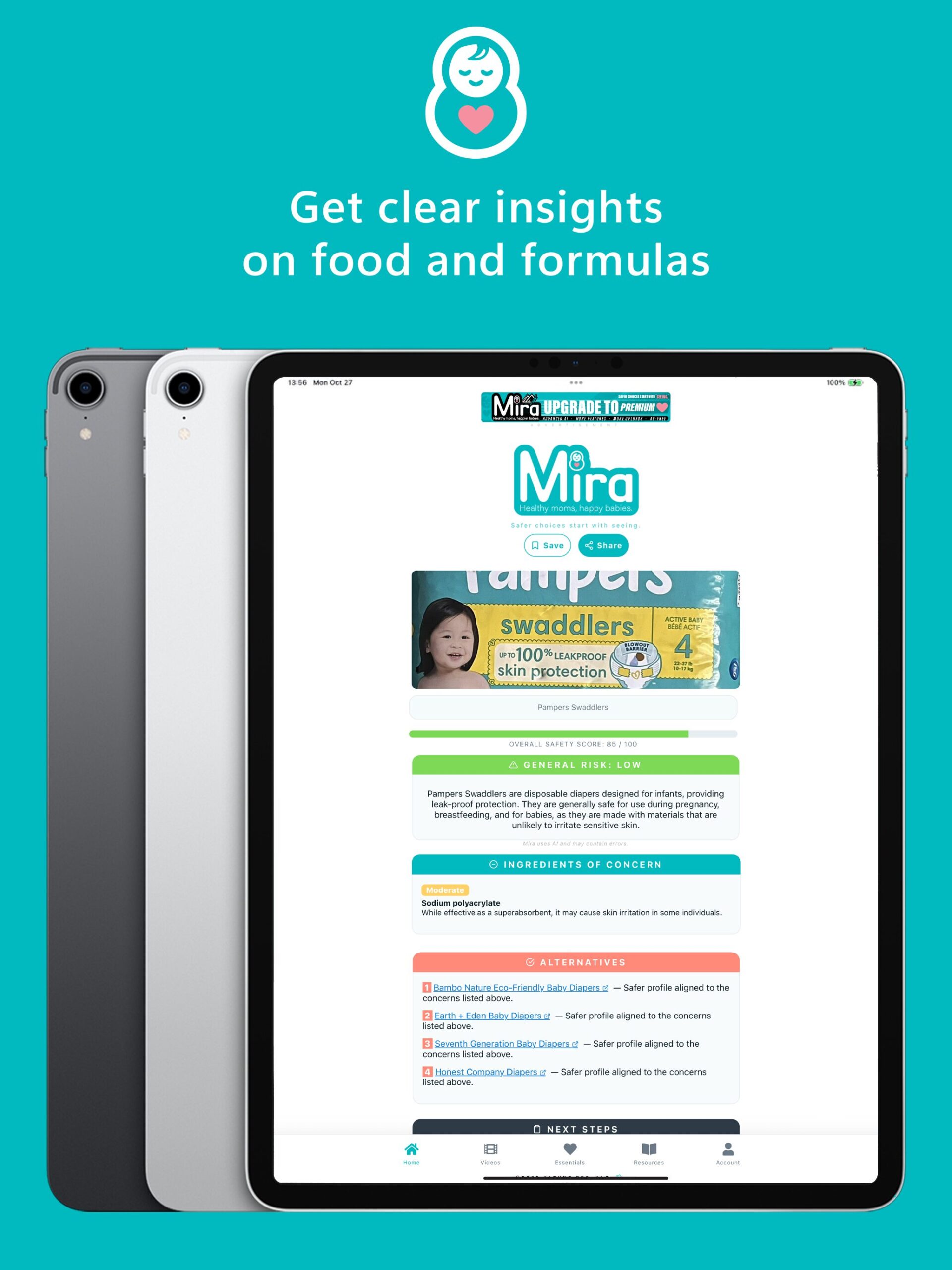 Mira Mom & Baby Product Scan Alpyne 365 on iPad