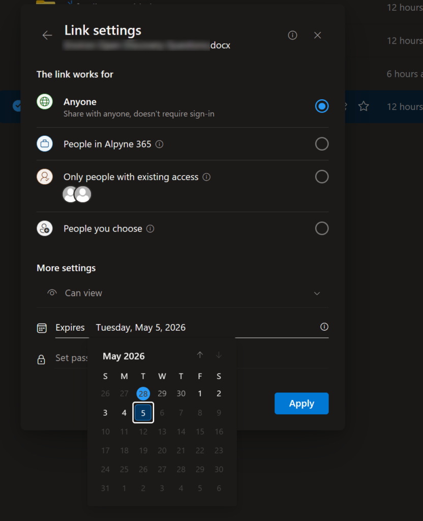 OneDrive Share Copy Link- Alpyne 365